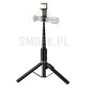 Selfie stick tripod z pilotem bezprzewodowym + światłem LED Hoco K34 czarny