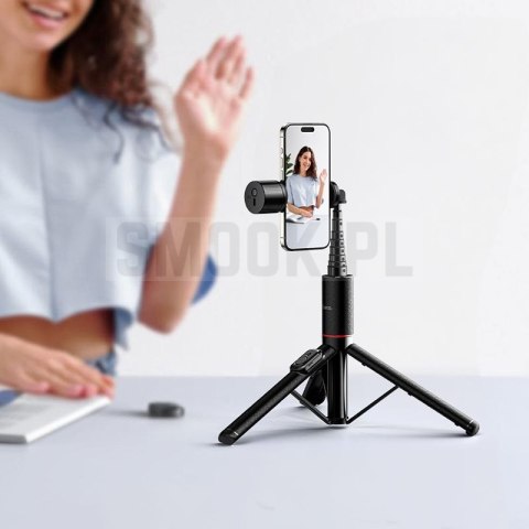 Selfie stick tripod z pilotem bezprzewodowym + światłem LED Hoco K34 czarny