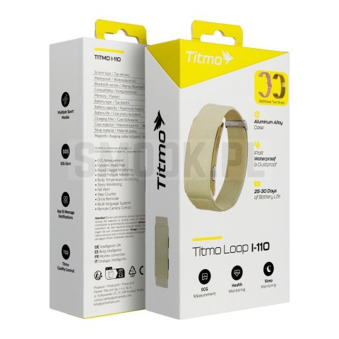 Inteligentny smart band z IP68, EKG, HR, HRV, BP, SPO2, Sleep & Strees monitor TITMO Loop I-110 złoty 0INT