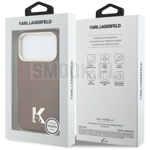 KARL LAGERFELD futerał do IPHONE 17 Pro kompatybilny z MagSafe KLHMP17L5PGFKHGW (Karl Head Logo) brązowy
