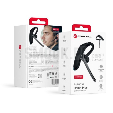 Słuchawka bezprzewodowa mono (ENC, Multipoint, BT 6.0 + EDR, 170mah) FORCELL Orion Plus czarny 0INT