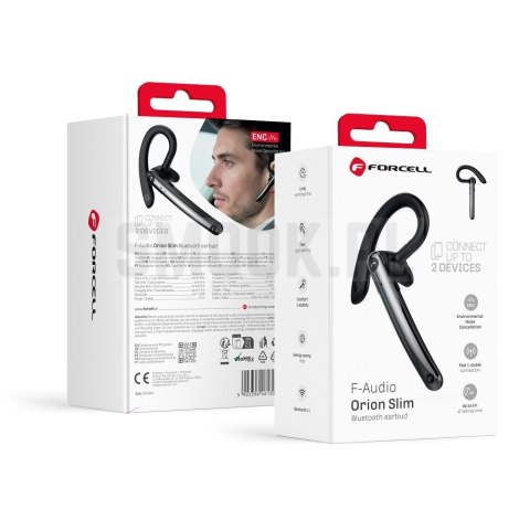 Słuchawka bezprzewodowa mono (ENC, Multipoint, BT 6.0 + EDR, 90mah) FORCELL Orion Slim czarny 0INT