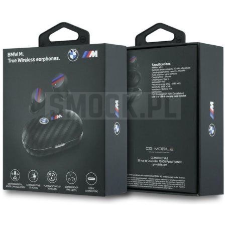 Słuchawki bezprzewodowe douszne ENC BMW TWS Carbon Metal Logo BMW001141 czarne