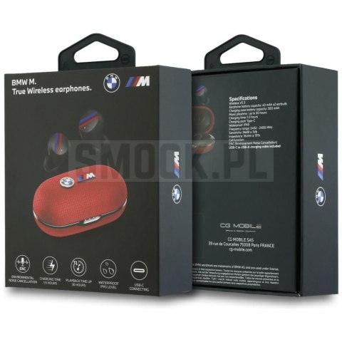 Słuchawki bezprzewodowe douszne ENC BMW TWS Metal Logo BMW001177 czerwony