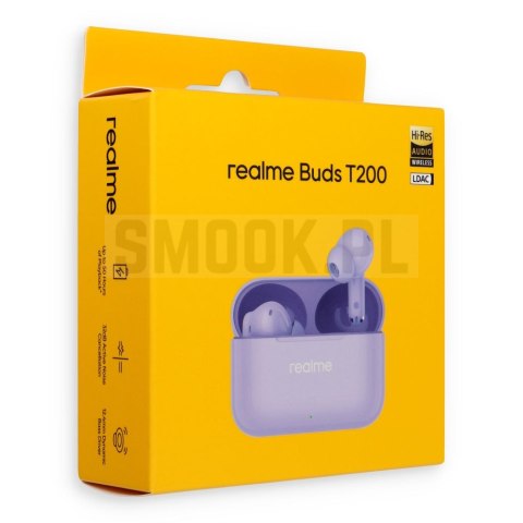 Słuchawki bezprzewodowe douszne Realme Buds T200 fioletowe