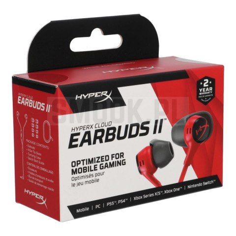 Słuchawki przewodowe douszne Jack 3,5 mm HyperX Cloud Earbuds 2 1,2 m czerwone