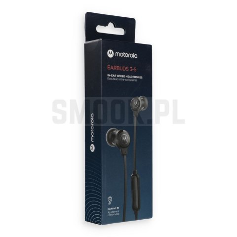 Słuchawki przewodowe douszne z mikrofonem MOTOROLA Ear Buds 3-S czarne