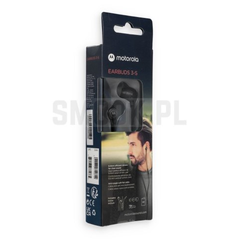 Słuchawki przewodowe douszne z mikrofonem MOTOROLA Ear Buds 3-S czarne