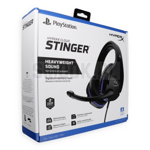 Słuchawki przewodowe nauszne Jack 3,5 mm HyperX Cloud Stinger PlayStation czarno niebieskie