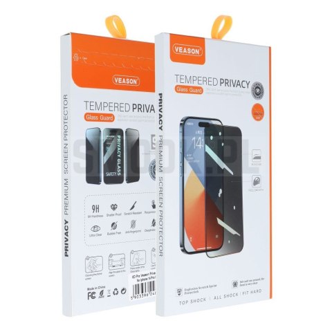 Szkło Hartowane 6D Pro Veason Privacy Glass - do Iphone 18 Pro czarny