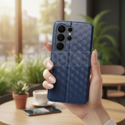 Etui z klapką na Motorola G67 / G77 Cubic Book niebieskie
