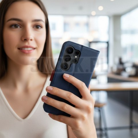 Etui z klapką na Motorola G67 / G77 Split Book granatowo-kremowe