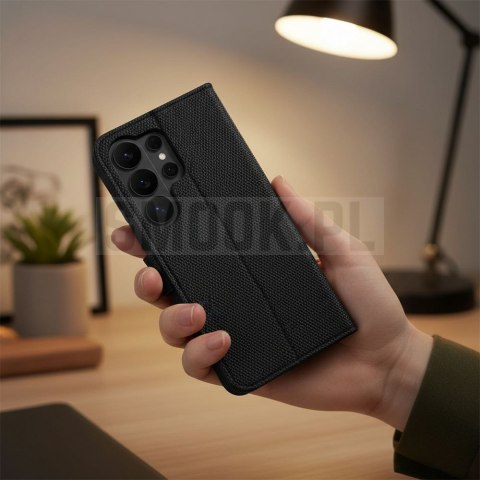 Etui z klapką na Xiaomi 17 PRO / 18 PRO 4Card RFID antykradzieżowe tech fabric czarne