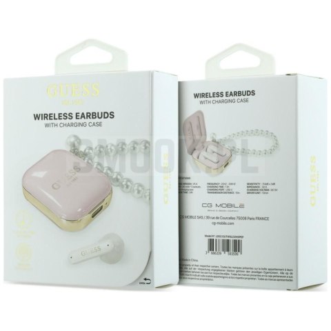 Słuchawki bezprzewodowe douszne GUESS TWS Pearl Strap GUE005293 różowe