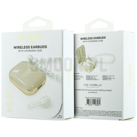 Słuchawki bezprzewodowe douszne GUESS TWS Pearl Strap GUE005326 beżowe
