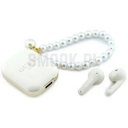 Słuchawki bezprzewodowe douszne GUESS TWS Pearl Strap GUE005327 białe
