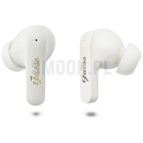 Słuchawki bezprzewodowe douszne GUESS TWS Script Metal Logo GUE005415 białe