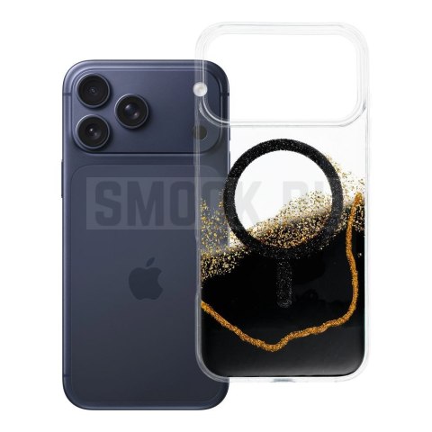 Etui na iPhone 17 Pro Max / 18 Pro Max (low camera edge) Golden zgodne z MagSafe czarne