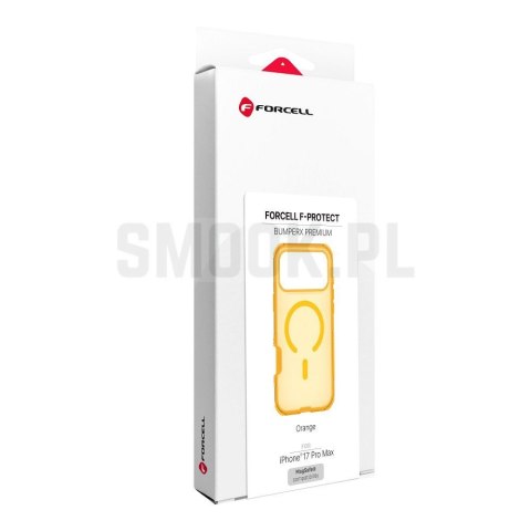 Etui na iPhone 17 Pro Max / 18 Pro Max (low camera edge) Forcell F-Protect BumperX Premium zgodny z MagSafe pomarańczowy 0INT