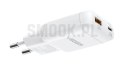 Ładowarka sieciowa do telefonu VEGER USB A + Typ C PD 45W + kabel Typ C do C 100W TR121 biała