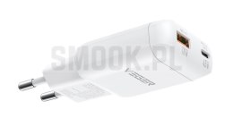 Ładowarka sieciowa do telefonu VEGER USB A + Typ C PD 45W + kabel Typ C do C 100W TR121 biała