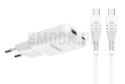 Ładowarka sieciowa do telefonu VEGER USB A + Typ C PD 45W + kabel Typ C do C 100W TR121 biała