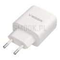 Ładowarka sieciowa do telefonu VEGER USB A + Typ C PD QC3.0 3,25A 65W + kabel USB C do USB C TR67 biała