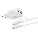 Ładowarka sieciowa do telefonu VEGER USB A + Typ C PD Super Charge PPS 45W + kabel Typ C do C 100W TR101 biała