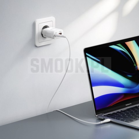 Ładowarka sieciowa do telefonu VEGER USB A + Typ C PD Super Charge PPS 45W + kabel Typ C do C 100W TR101 biała