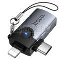Adapter OTG 2w1 Lightning / USB C do USB A Hoco UA46E Victory szary