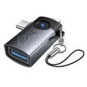 Adapter OTG 2w1 Lightning / USB C do USB A Hoco UA46E Victory szary