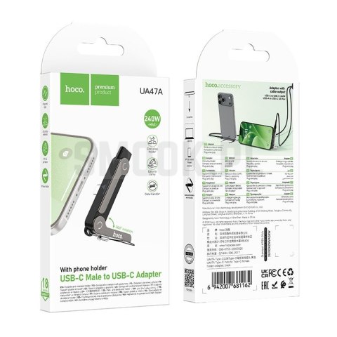 Adapter z podstawką USB C do USB C max 240W Hoco UA47A czarny