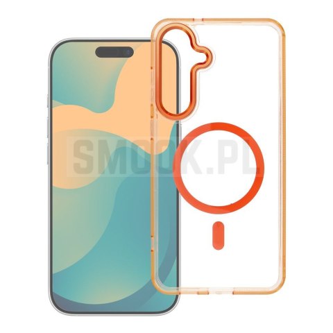 Etui na Samsung A07 / A08 Frame Clear Hybrid Mag Cover zgodny z MagSafe pomarańczowe