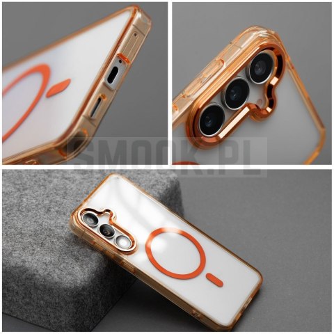 Etui na Samsung A07 / A08 Frame Clear Hybrid Mag Cover zgodny z MagSafe pomarańczowe