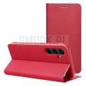 Etui z klapką na Samsung A27 Luna Book Carbon czerwone