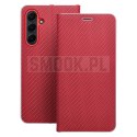 Etui z klapką na Samsung A27 Luna Book Carbon czerwone