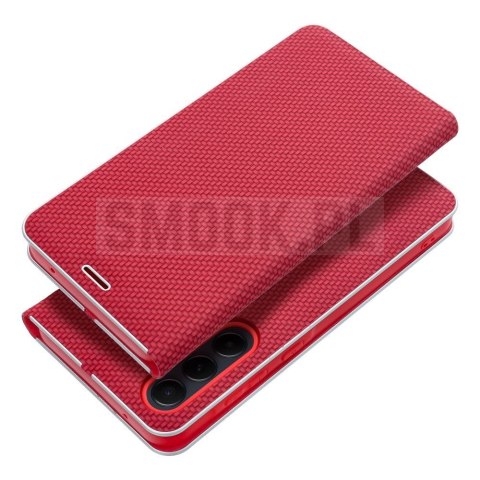 Etui z klapką na Samsung A27 Luna Book Carbon czerwone