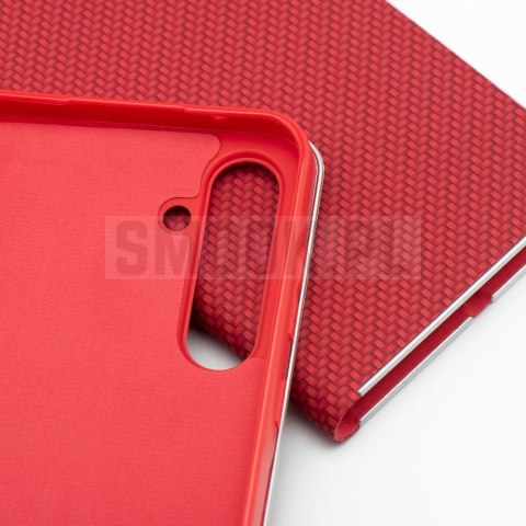 Etui z klapką na Samsung A27 Luna Book Carbon czerwone