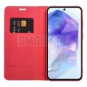 Etui z klapką na Samsung A27 Luna Book Carbon czerwone