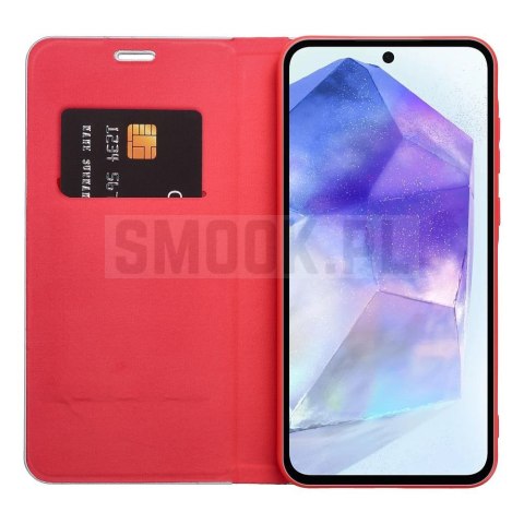 Etui z klapką na Samsung A27 Luna Book Carbon czerwone