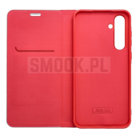 Etui z klapką na Samsung A27 Luna Book Carbon czerwone