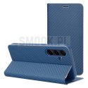 Etui z klapką na Samsung A27 Luna Book Carbon niebieskie
