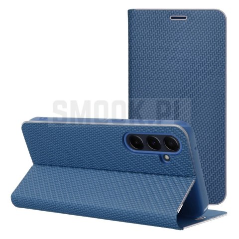 Etui z klapką na Samsung A27 Luna Book Carbon niebieskie