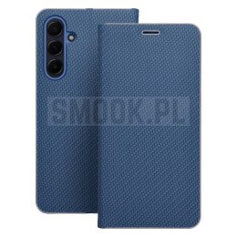 Etui z klapką na Samsung A27 Luna Book Carbon niebieskie
