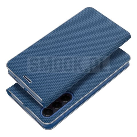 Etui z klapką na Samsung A27 Luna Book Carbon niebieskie