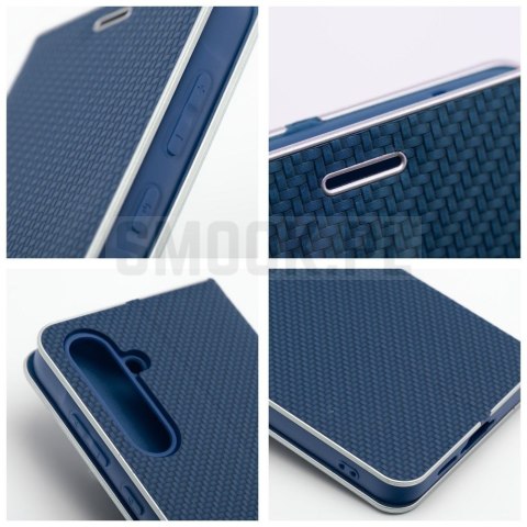 Etui z klapką na Samsung A27 Luna Book Carbon niebieskie