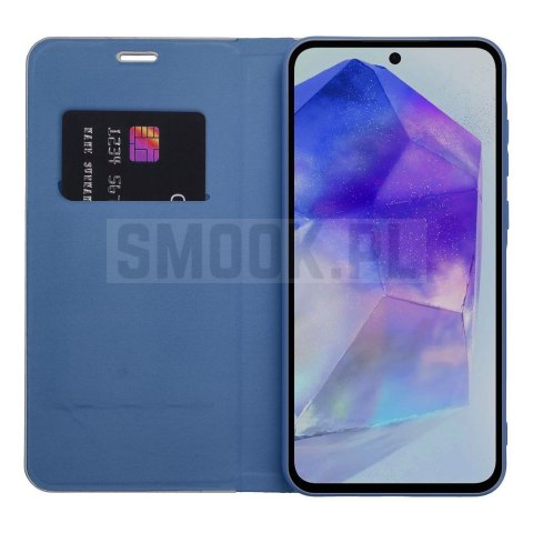 Etui z klapką na Samsung A27 Luna Book Carbon niebieskie