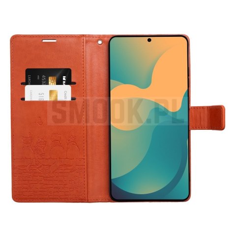 Etui z klapką na Samsung A27 Mezzo Book koty brązowe