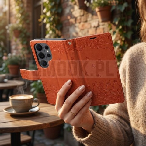 Etui z klapką na Samsung A27 Mezzo Book koty brązowe