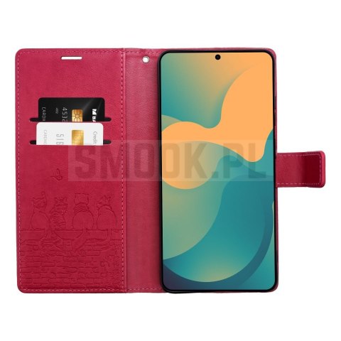 Etui z klapką na Samsung A27 Mezzo Book koty czerwone